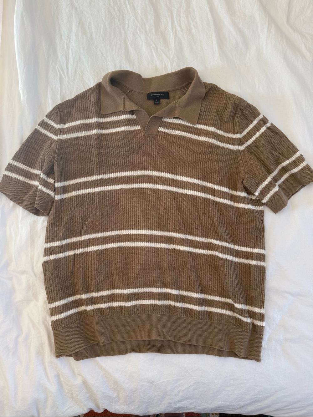 Banana Republic Brown Polo with White Stripes
